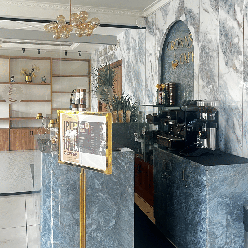 The Crown Cafe counter and coffee machine