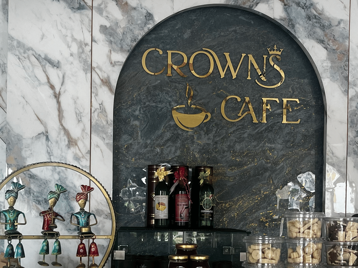 The Crown Cafe counter, with cakes and cookies on display
