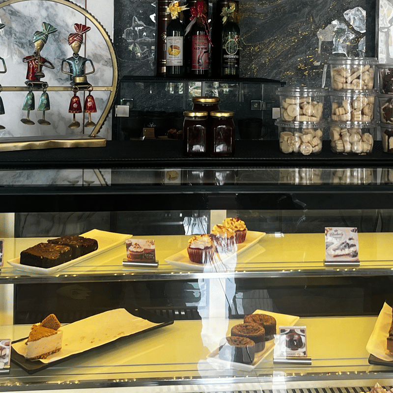 Cakes and pastries in the Crown Cafe display counter
