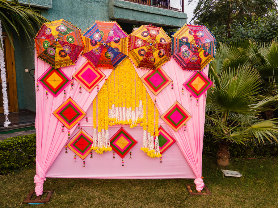 Colourful photo-booth setup