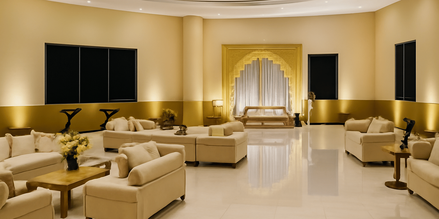 Banquet hall at The Qualia Resort Club and Brewery, Udaipur, set for a corporate dinner