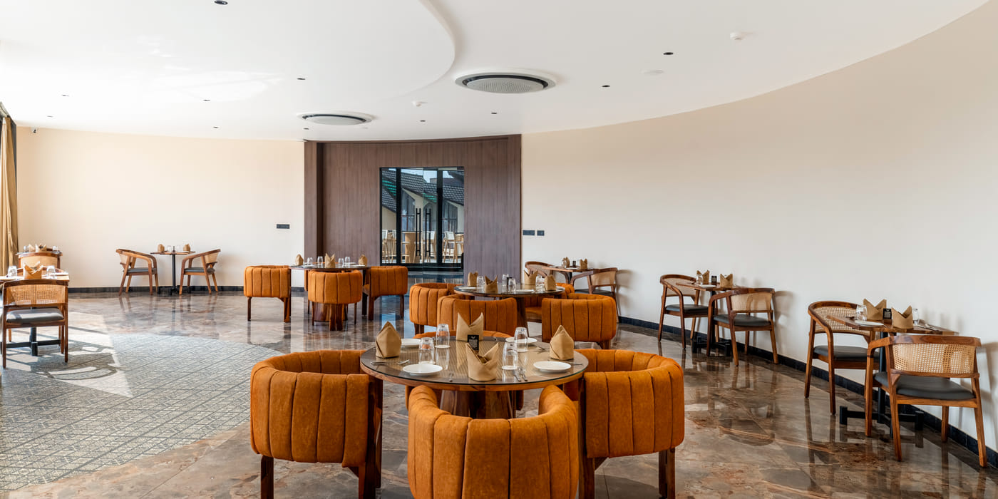 Fine Dine, the multi-cuisine restaurant at The Qualia Resort Club & Brewery, Udaipur