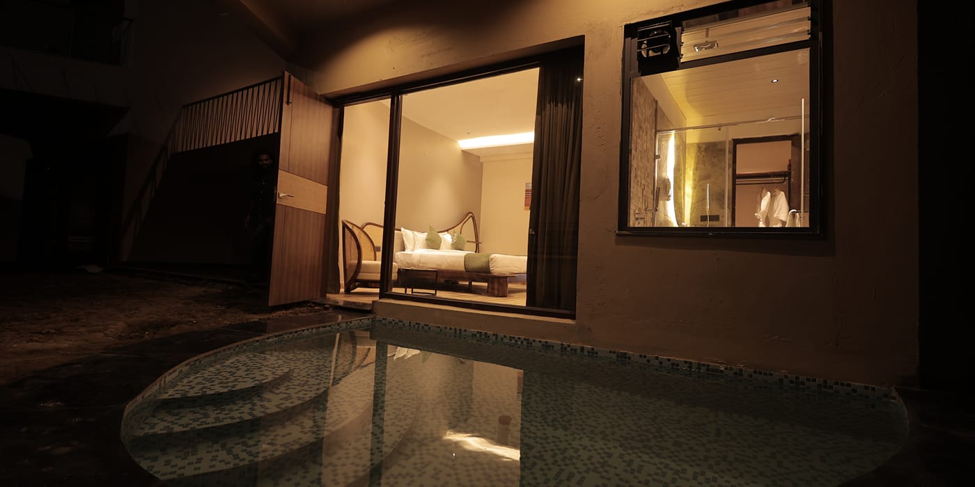 Private plunge pool villa at The Qualia Resort Club and Brewery, Udaipur