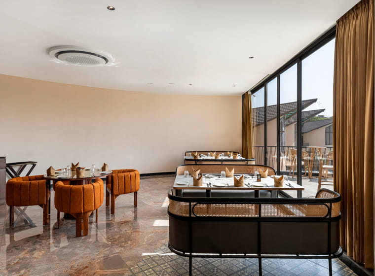 Fine Dine restaurant seating at The Qualia, Udaipur