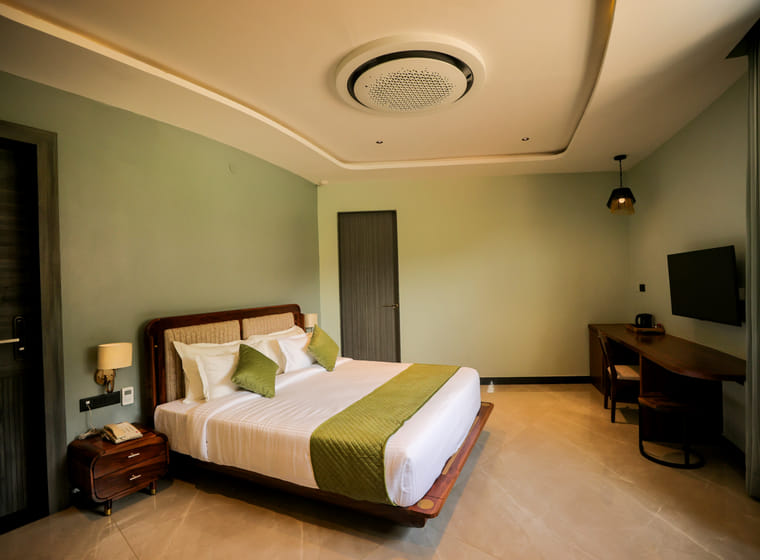 Valley-view room at The Qualia Resort, Udaipur