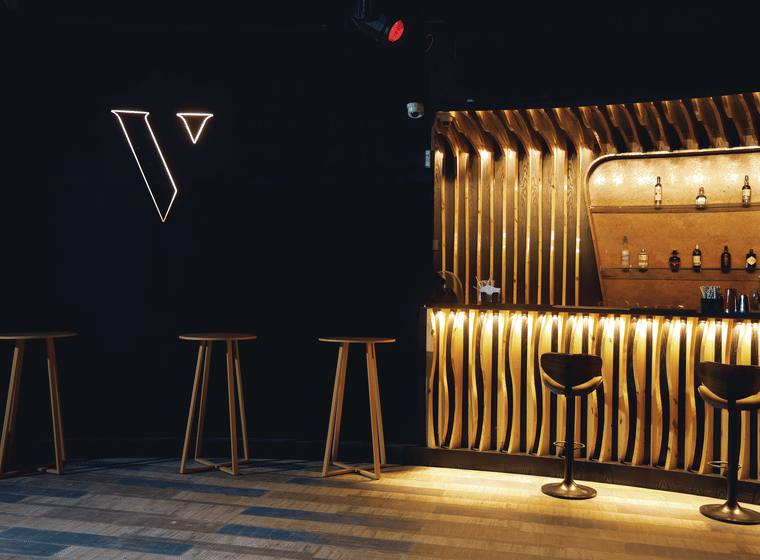 The bar counter at The Verve nightclub, Udaipur