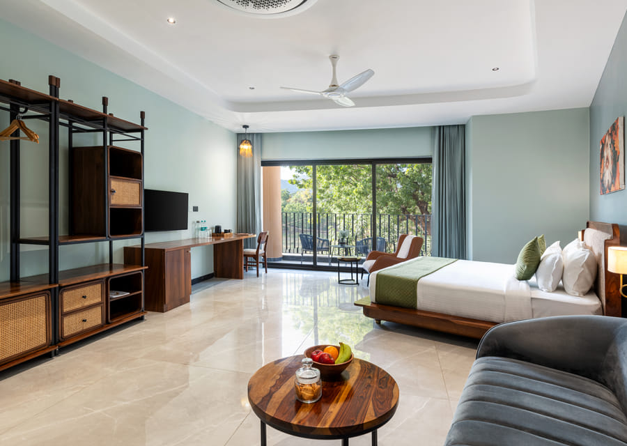 Club Suite with a private valley-view sitout at The Qualia Resort, Udaipur
