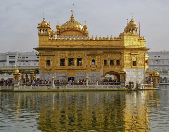 The Golden Temple in Amritsar, the holiest shrine in Sikhism, standing in its sacred tank 5 km from Amara Portico by road