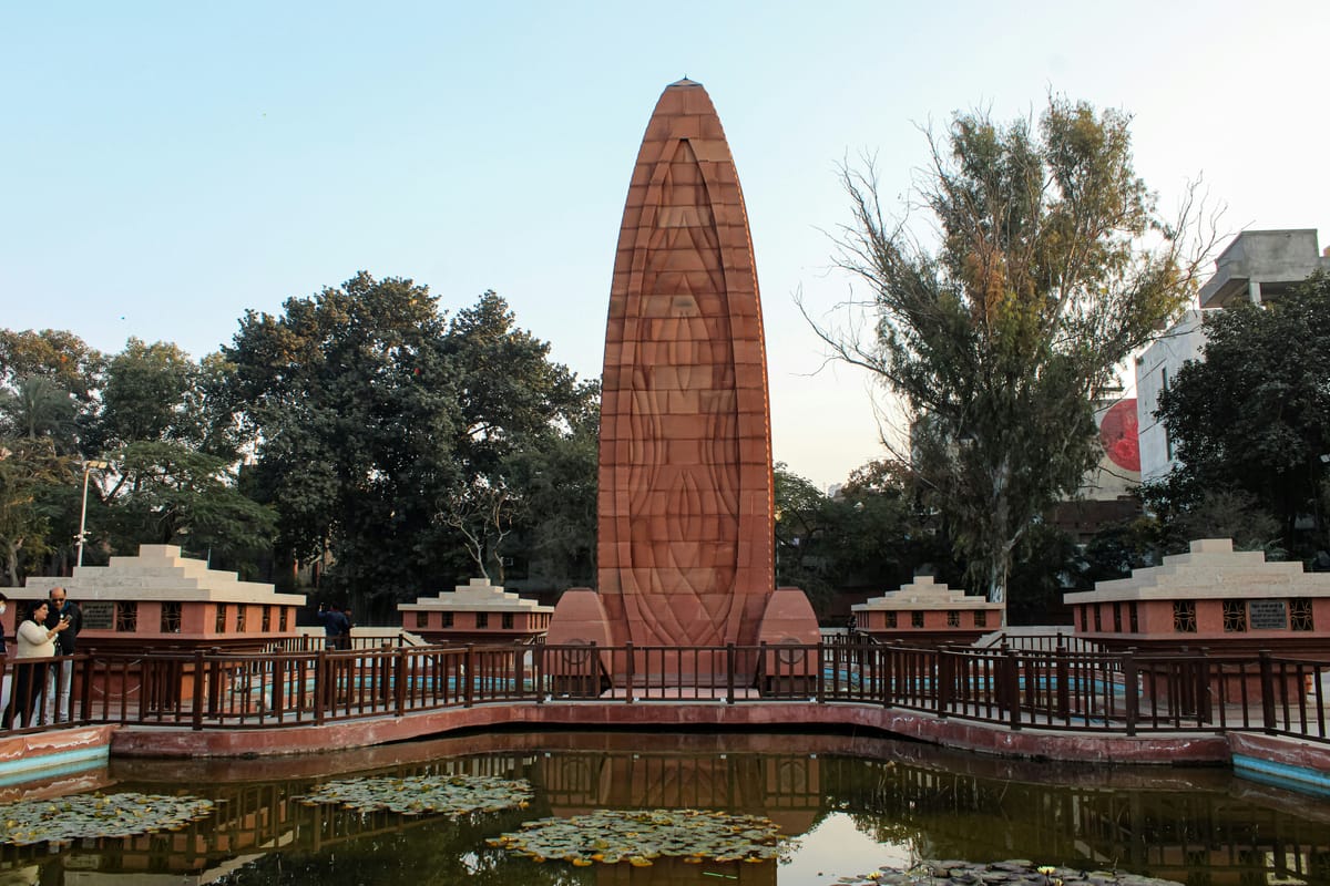 The Jallianwala Bagh memorial garden in Amritsar, kept as a place of remembrance and a short drive by road from Grand Cabbana