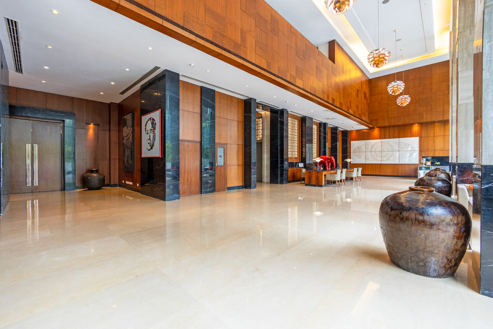 Lobby lounge at The Anya Hotel, Gurugram