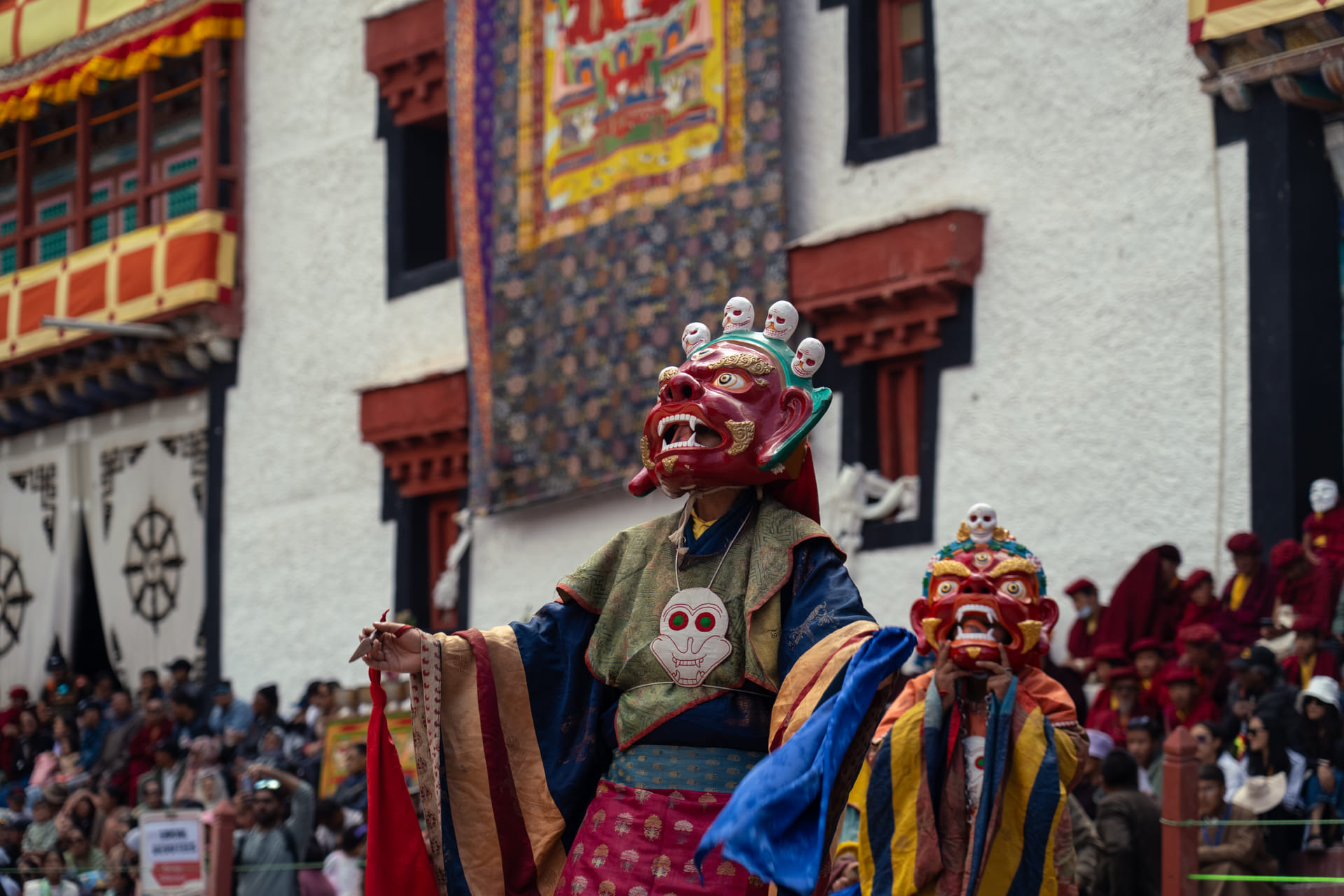 Masked cham dancers at a Ladakhi monastery festival