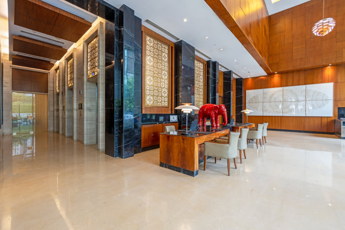 An elegant hotel reception at The Hans Hotels