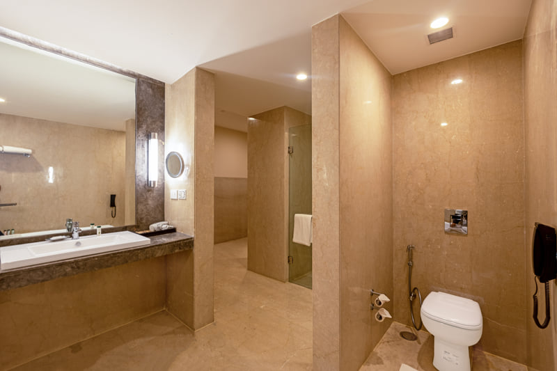 The Anya Suite bathroom at The Anya Hotel, Gurugram