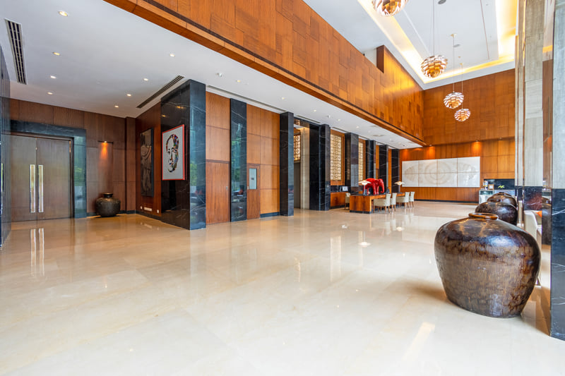 Lobby seating area at The Anya Hotel, Gurugram