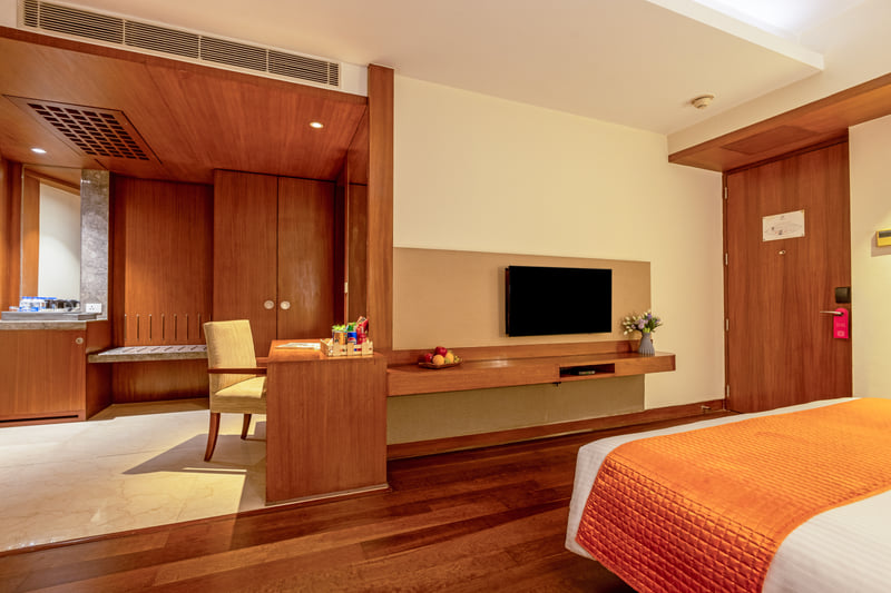 Standard King Room work desk at The Anya Hotel, Gurugram