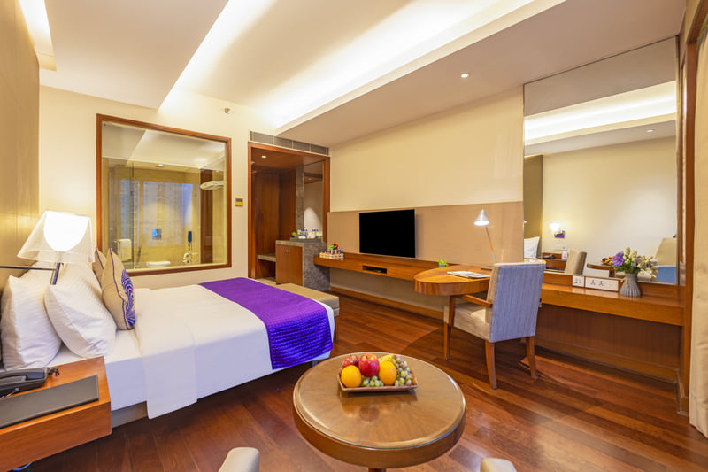 Superior Room king bed with city view at The Anya Hotel, Gurugram