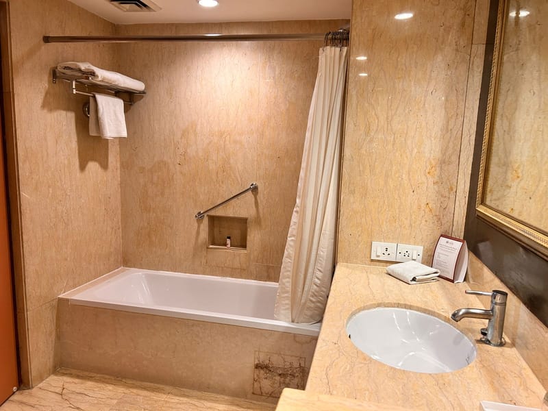 Deluxe Suite bathroom detail at The Hans, New Delhi