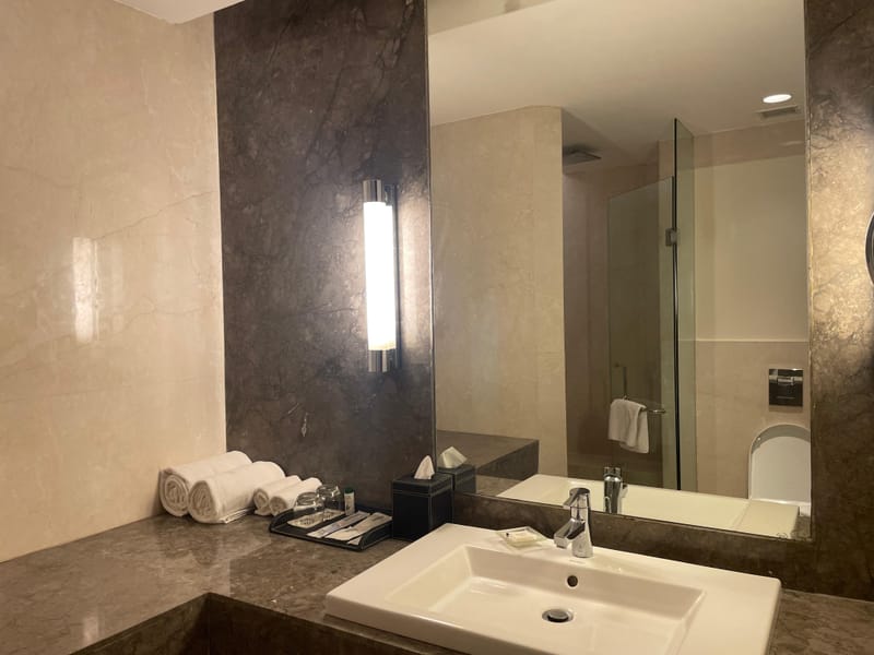 Superior Room washroom detail at The Anya Hotel, Gurugram