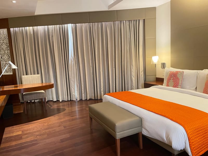 Studio Suite bedroom at The Anya Hotel, Gurugram