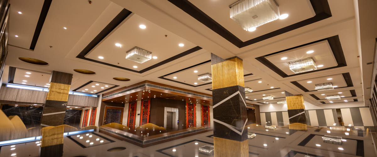 Banquet seating arrangement inside the Imperial Hall at KSN Signature, Jaipur