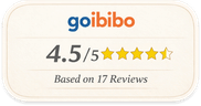 Badge showing the Goibibo logo with a rating of 4.5 out of 5 stars based on 17 reviews.