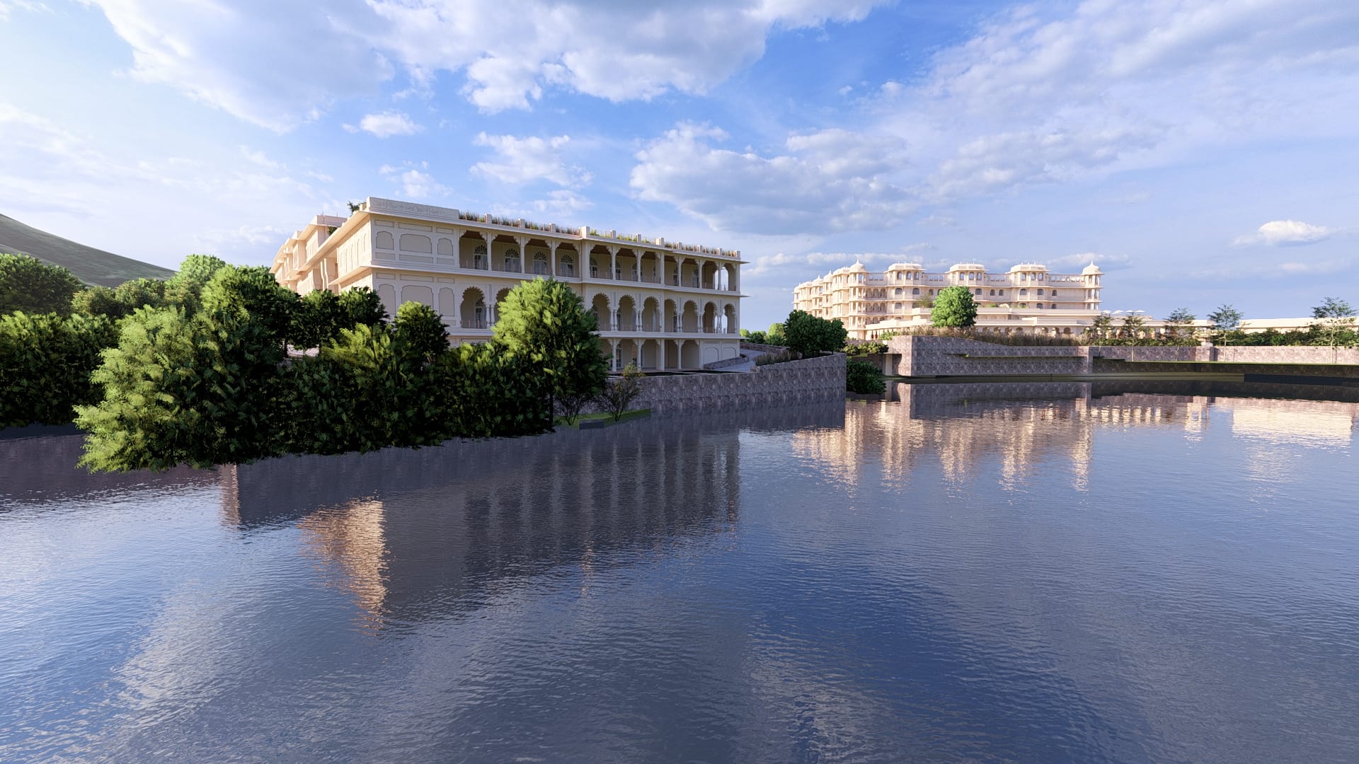 Property Overview — palace facade reflected in the lake