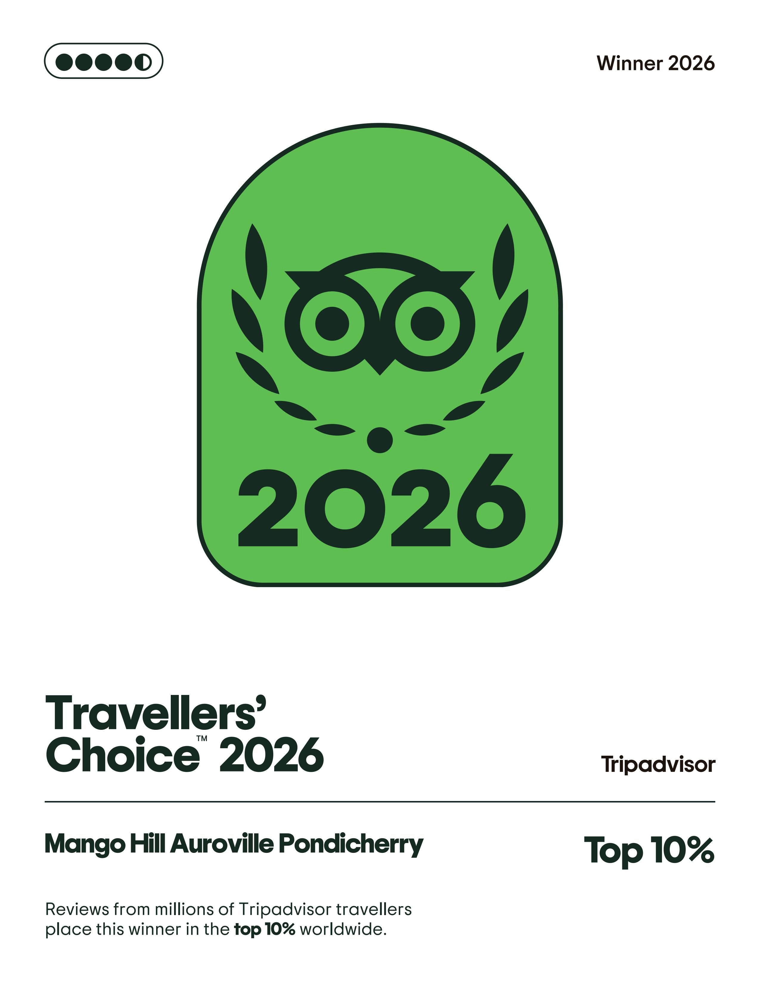 Mango Hill Auroville Pondicherry recognised with Tripadvisor Travellers' Choice 2026