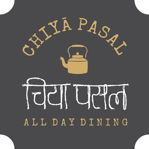 The logo of Chiya Pasal, the all-day dining restaurant at Nepali Ghar Hotel in Thamel, Kathmandu, whose name translates to Tea Shop in the Nepali language.