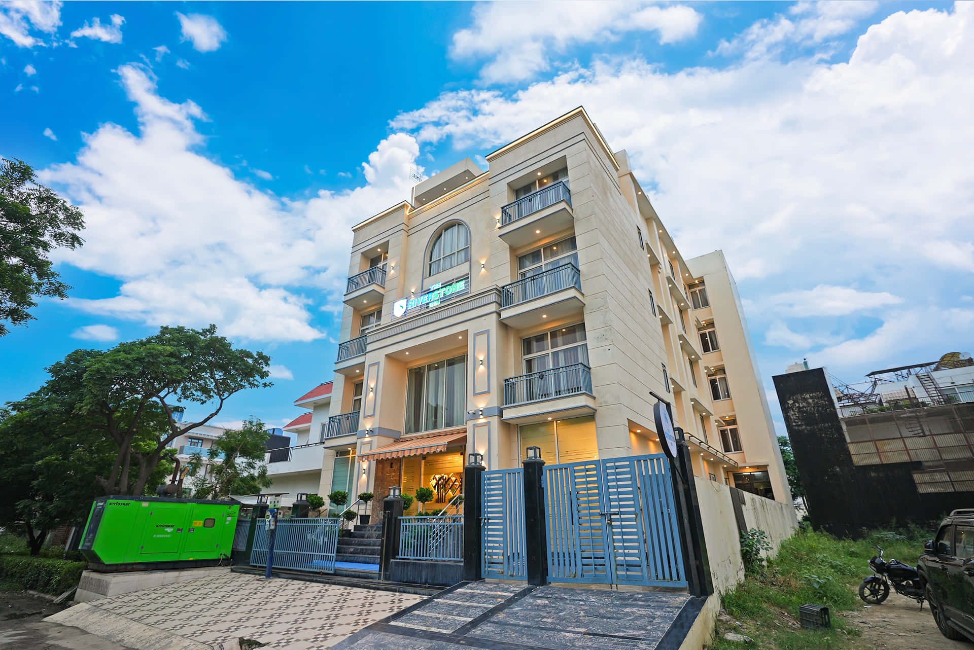The Riverstone Inn facade, angled view