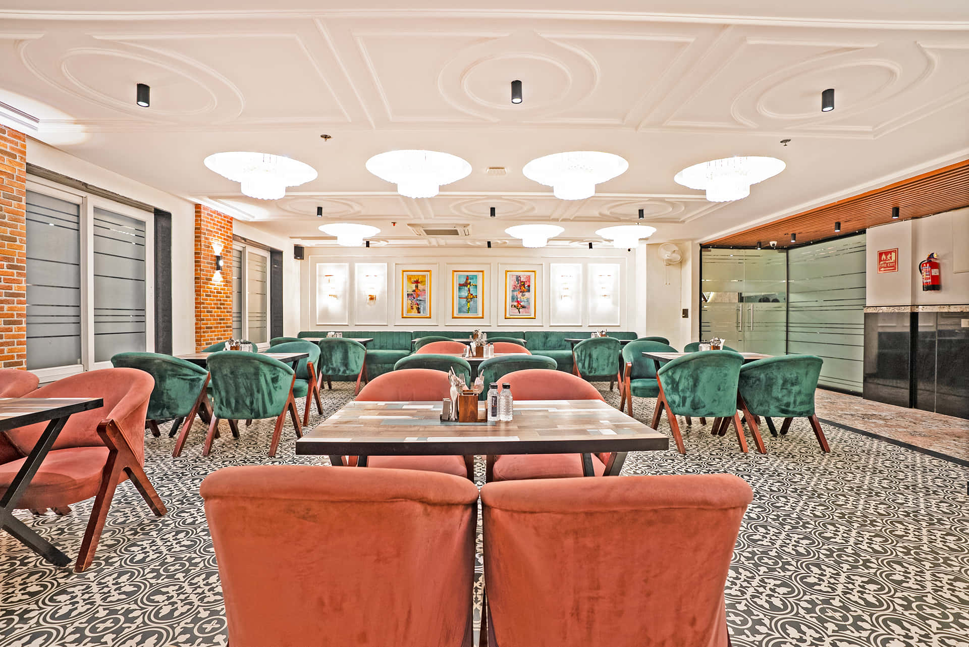The restaurant dining hall