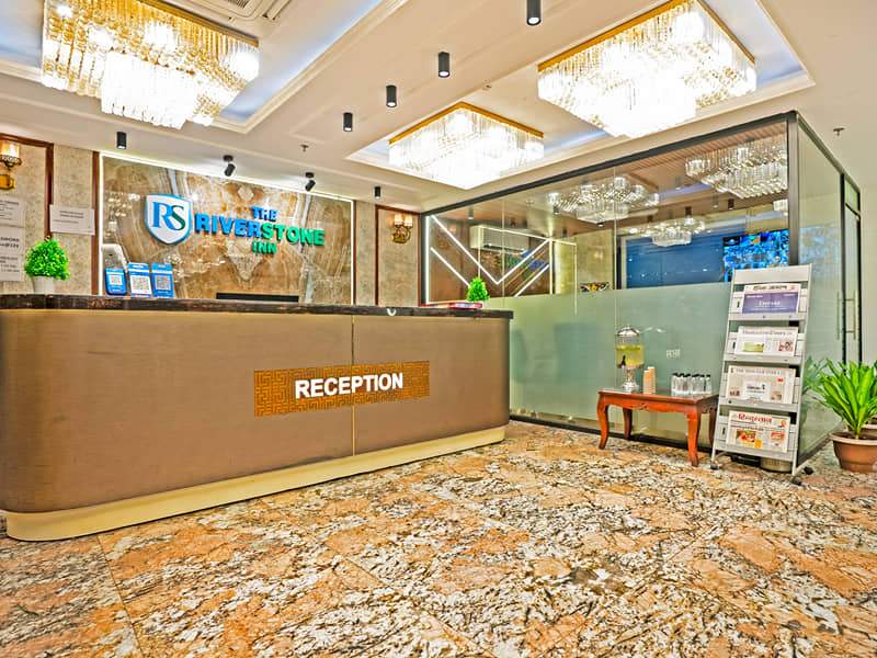The reception desk at The Riverstone Inn