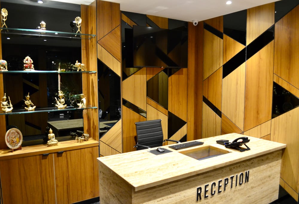 The front desk at City Lake Hotel