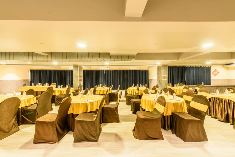 Regency hall, decorated for a celebration