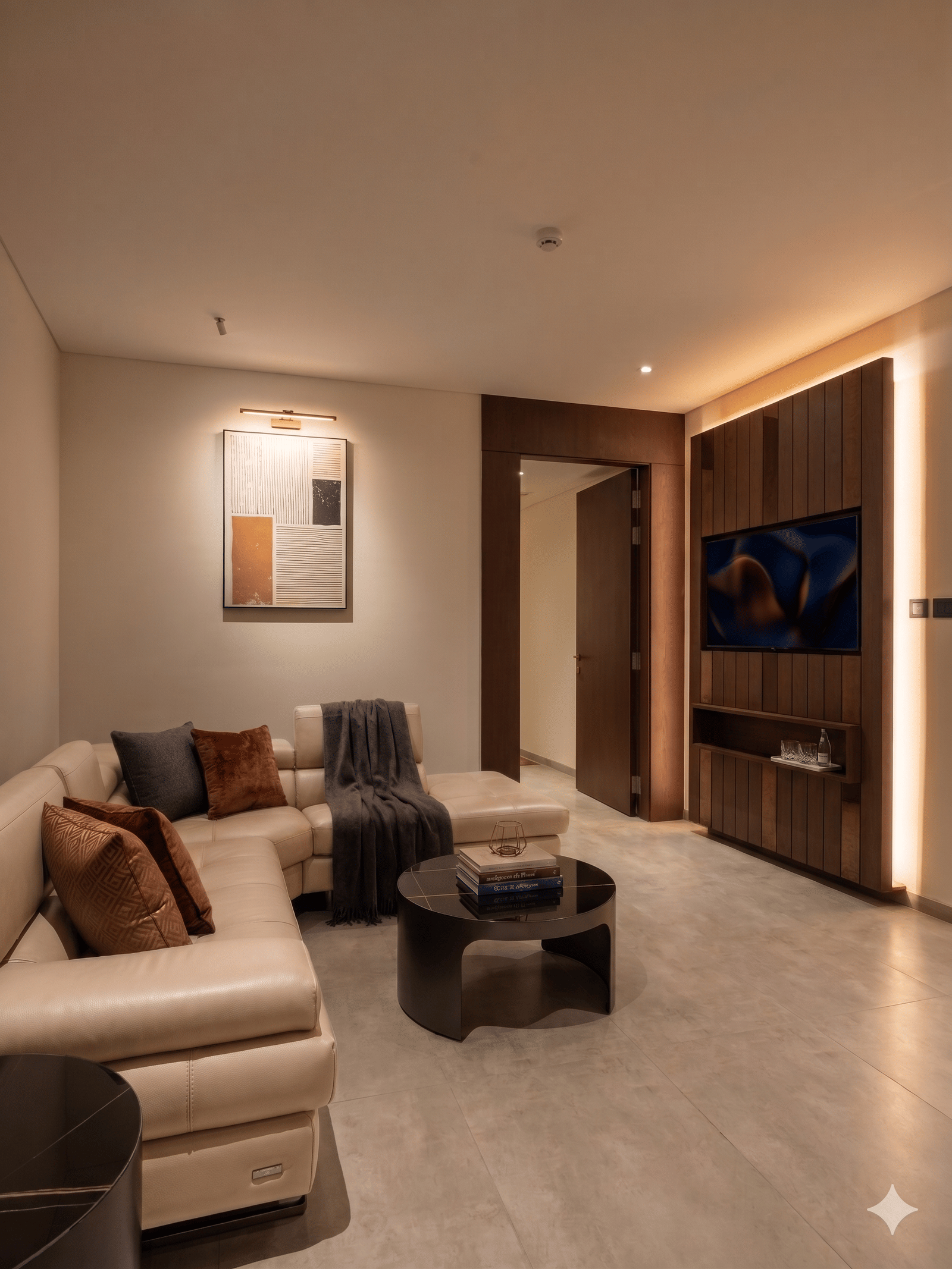 Grand Suite &mdash; The sitting room and television wall