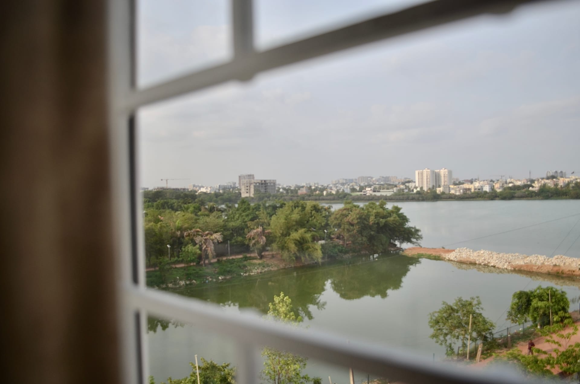 The lake, seen from a guest room at City Lake Hotel