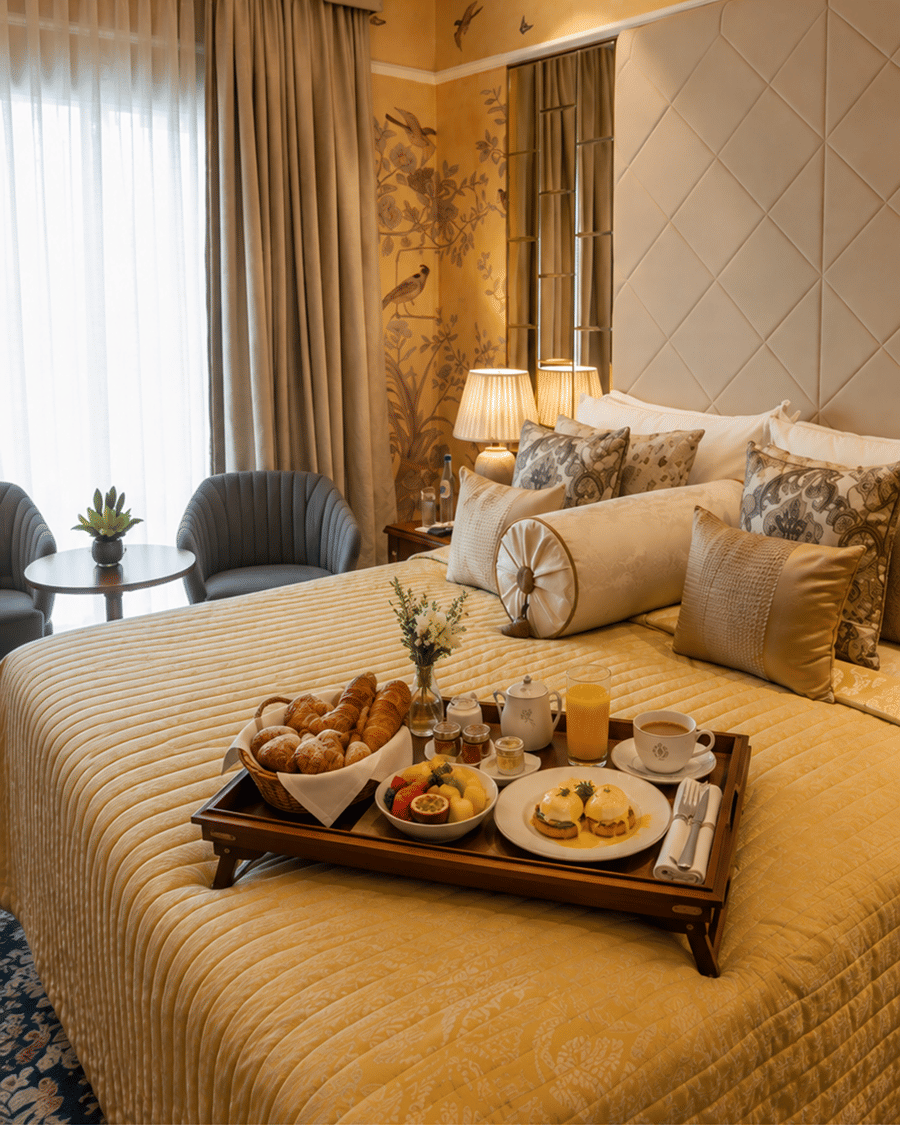 Breakfast In Bed at The Claridges, New Delhi