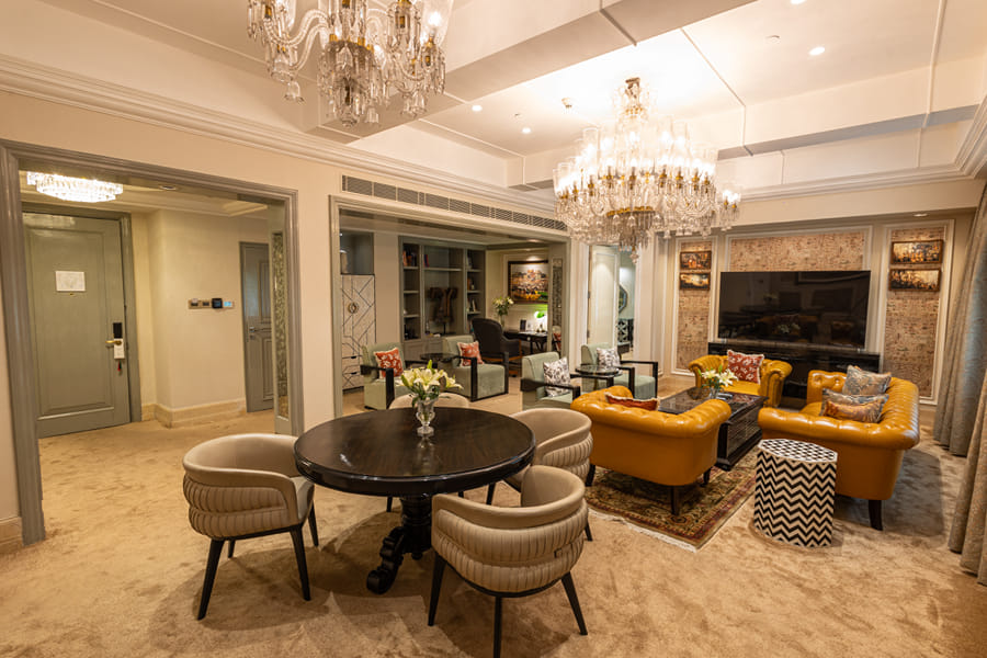 Living Room With Sofa Sets at The Claridges, New Delhi