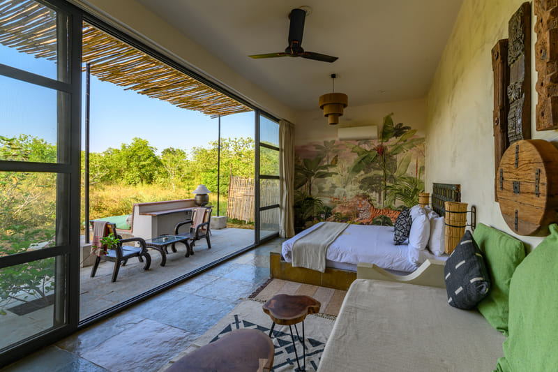 A room opening onto its private patio