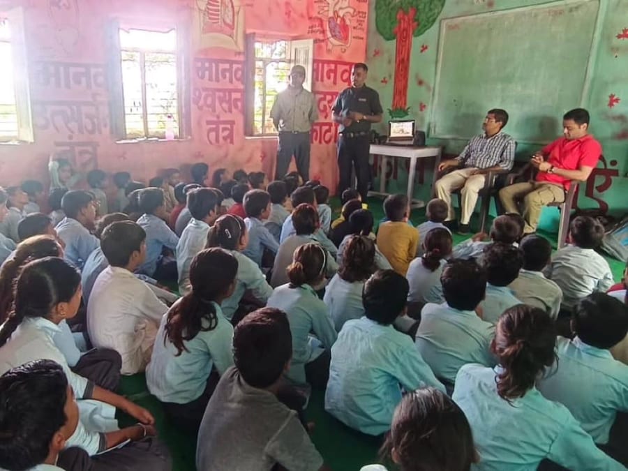 A community awareness session with schoolchildren