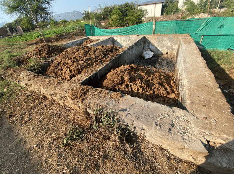 Composting pits for safe waste disposal at the camp