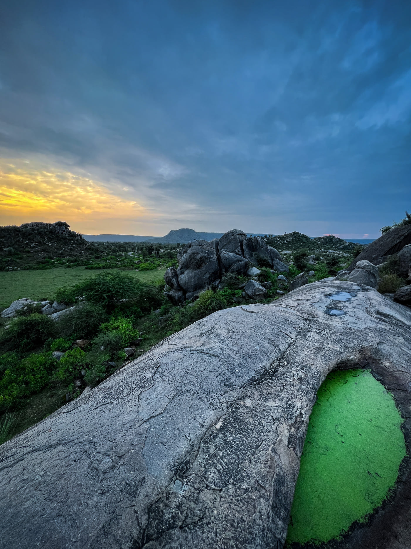 The boulder landscape of Tehla at golden hour