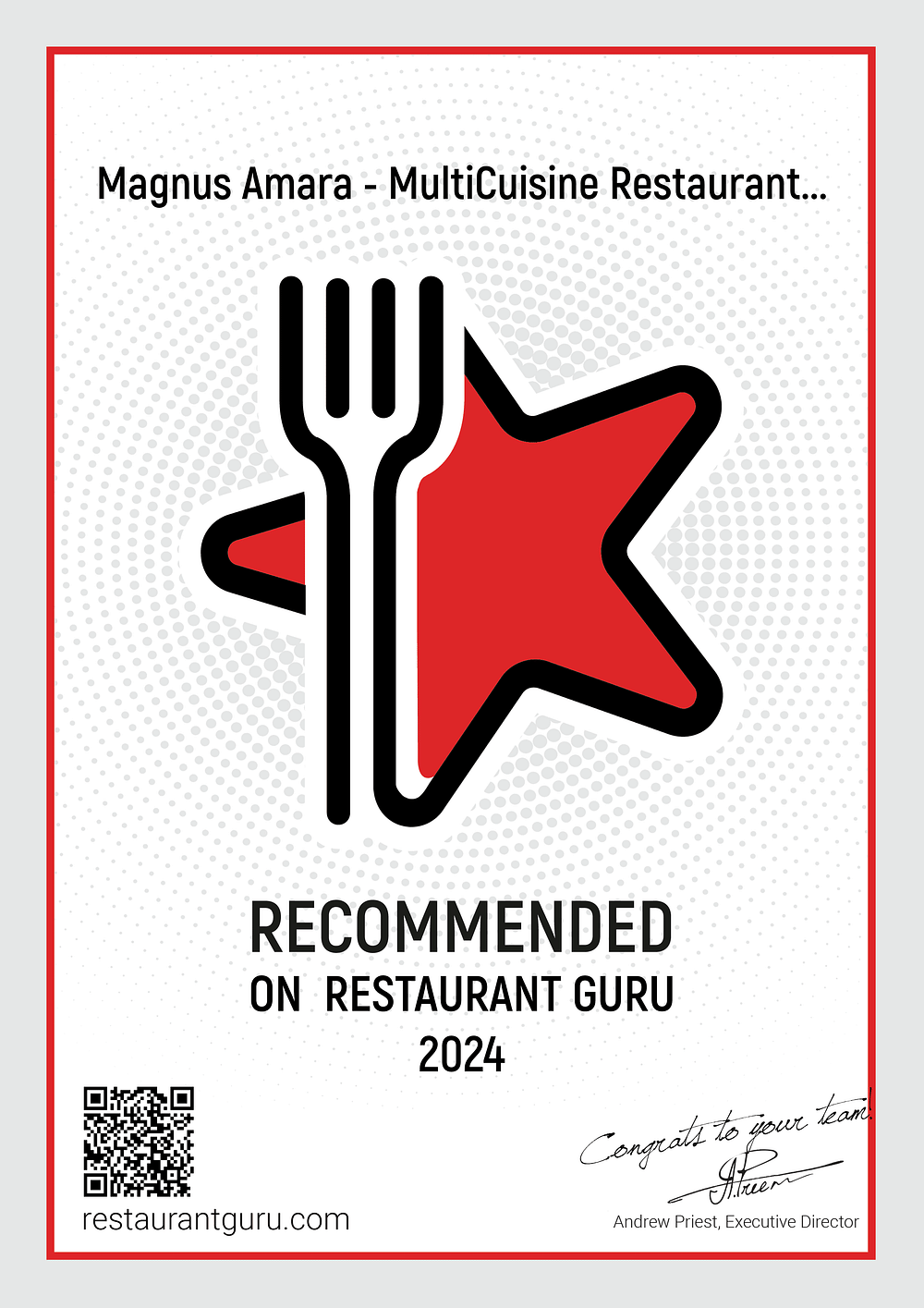 RestaurantGuru Certificate