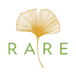 RARE: The name is in a light green, topped with a stylised, gold ginkgo leaf.