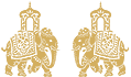 two elephants dressed in Rajasthani attire graphic