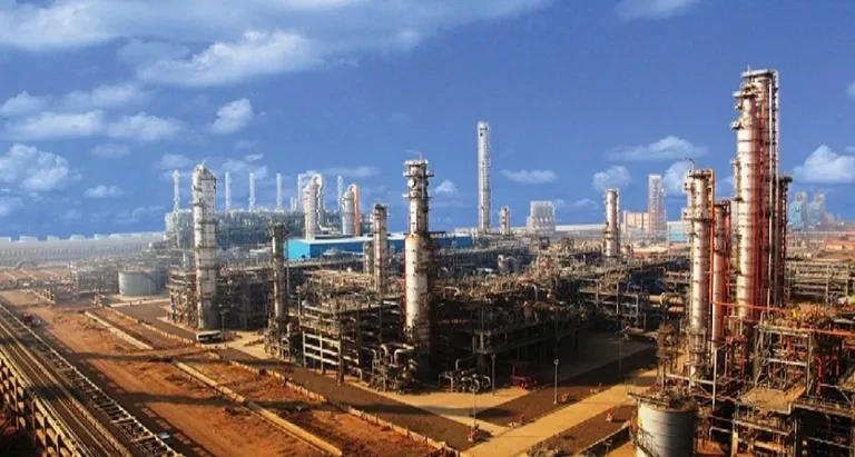 Industrial area featuring several plants and other industrial equipment.