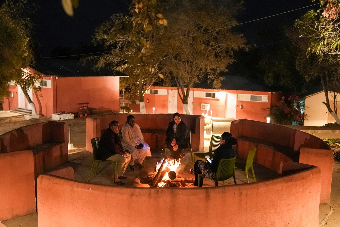 The evening bonfire at Citrus Prime Hill Queen Resort, Pachmarhi