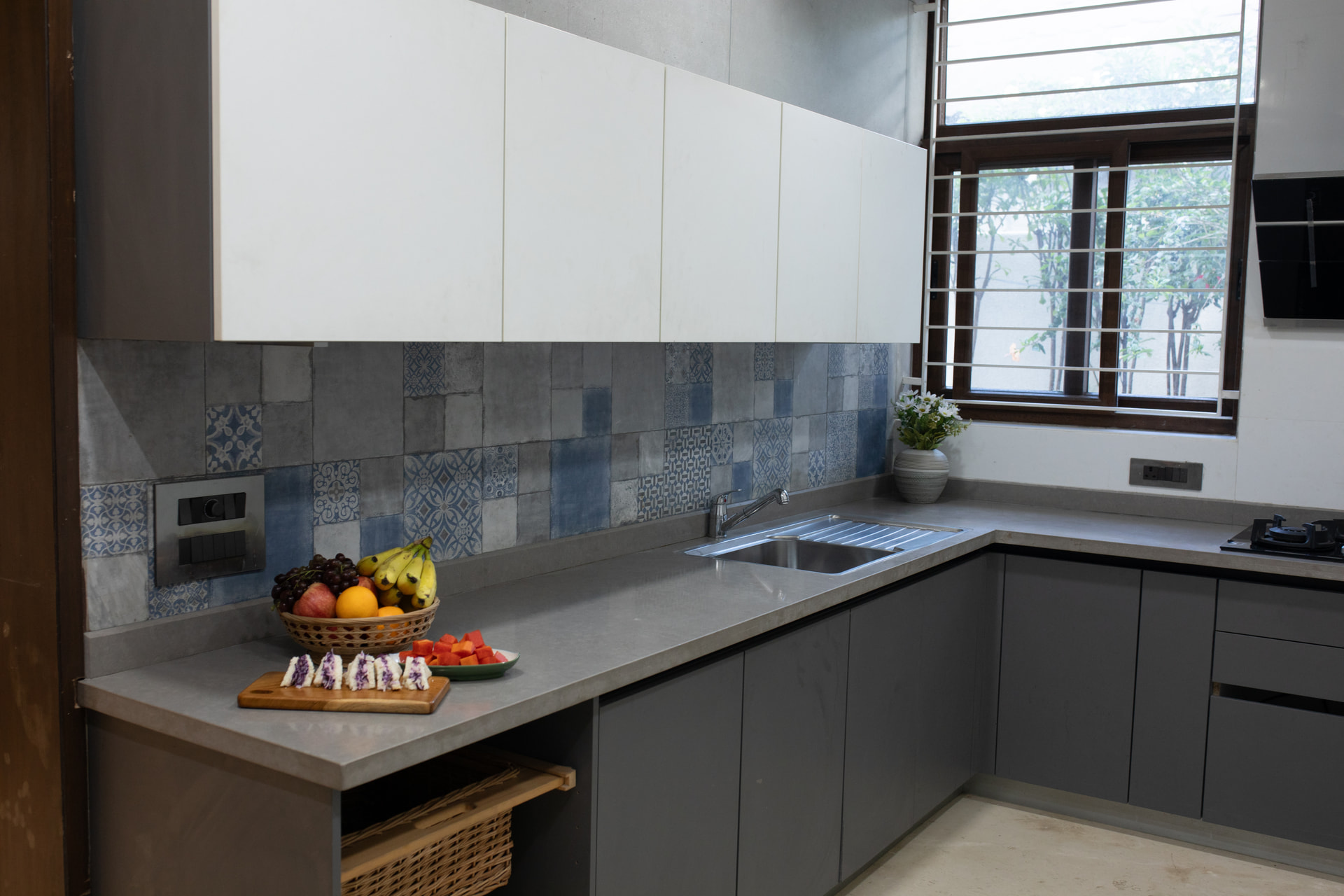 The kitchenette counter and cabinetry in the Executive Kitchenette at Rossedale Suites & Hotel in Peelamedu, Coimbatore