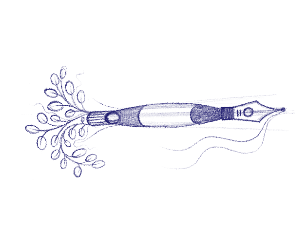 pen with floral design