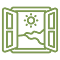 an icon of a window with sea views