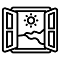 an icon of a window with sea views